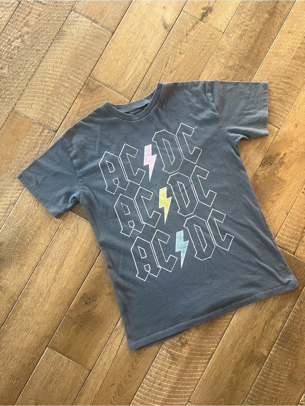 BAND TEE - AC/DC Graphic Tee with Pastel Lightning Bolts